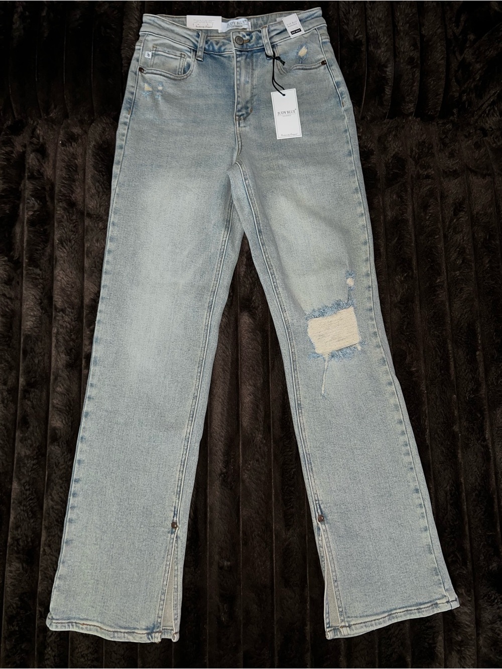 Judy Blue Light Blue Straight Leg Distressed Jeans